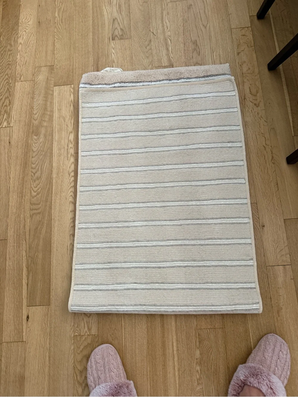 House of noa Neutral Beige Striped Bath Runner - Plush Home Bath Mat